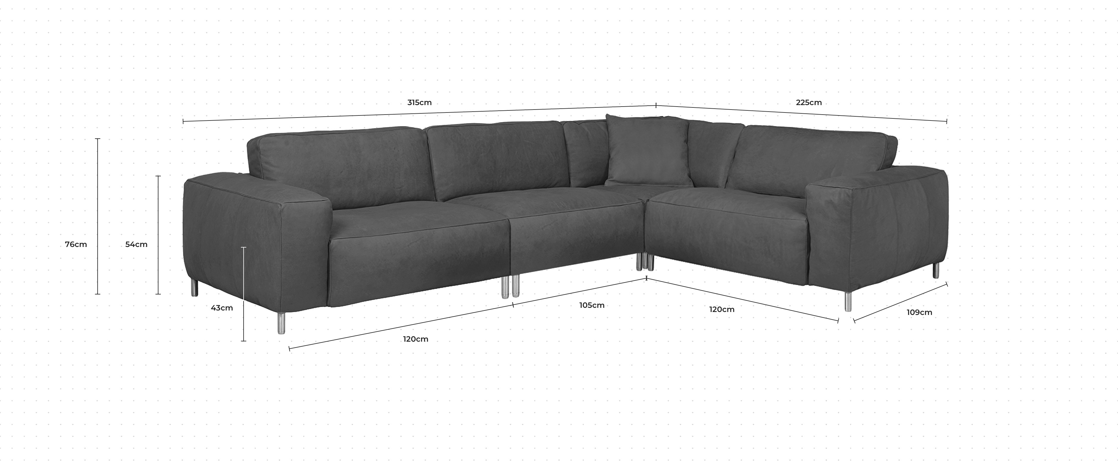 Fudge Corner Sofa RHF dimensions