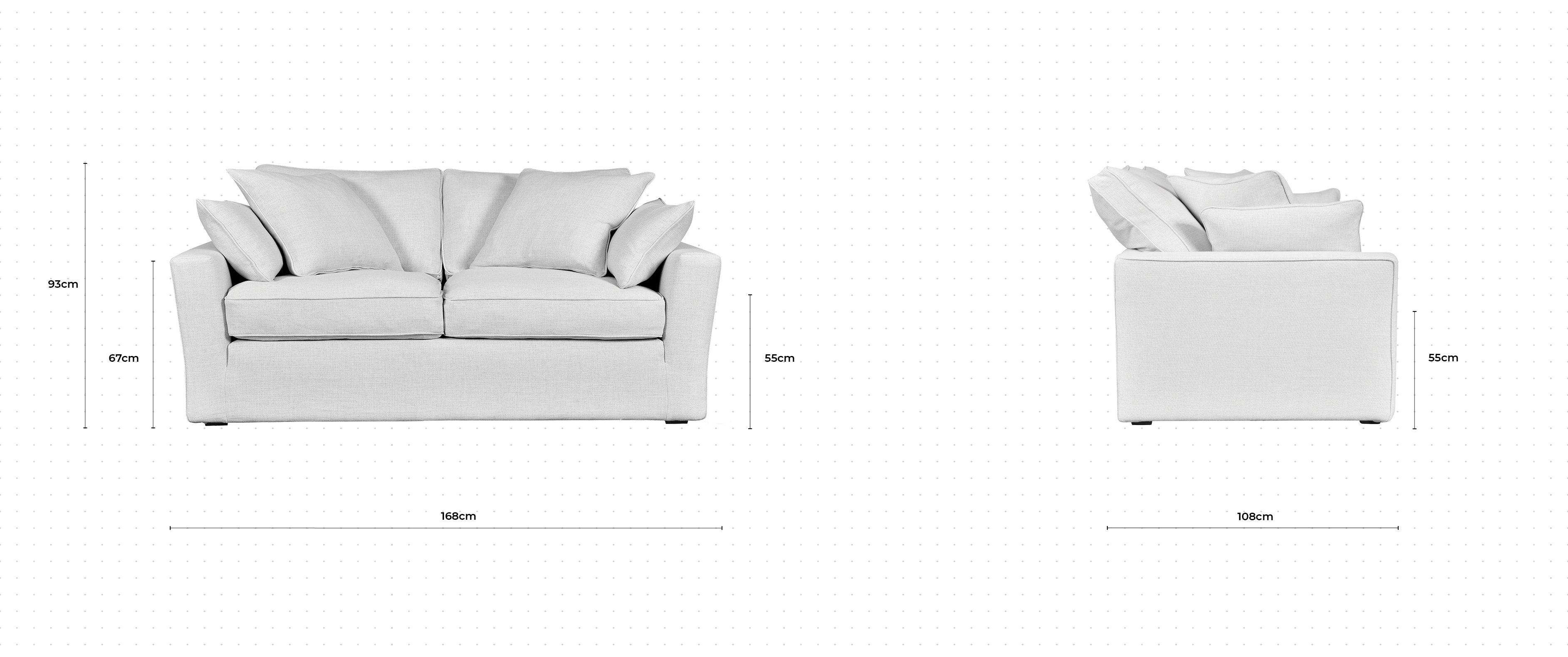 Caruso 2 Seater Sofa dimensions