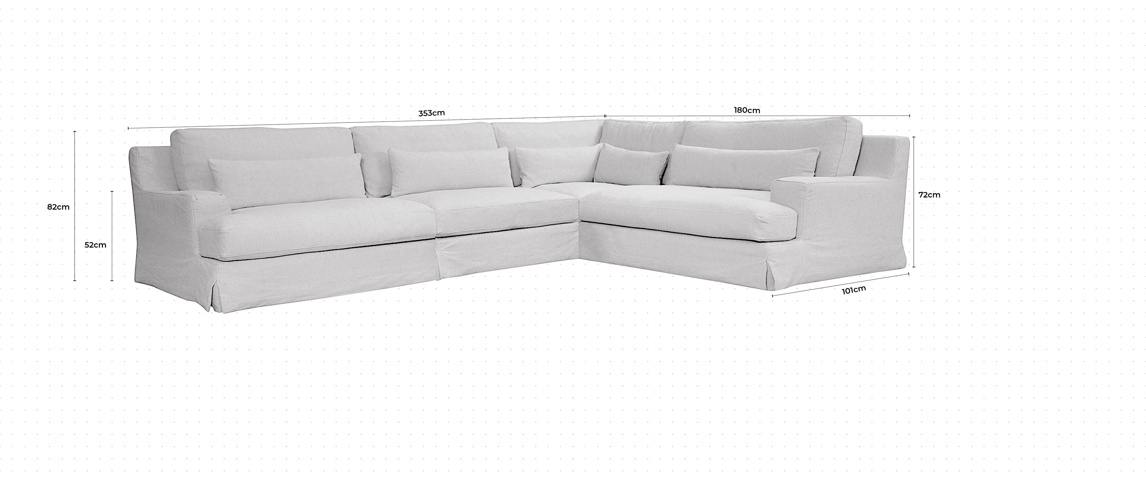 Panama With Skirt Corner Sofa RHF dimensions