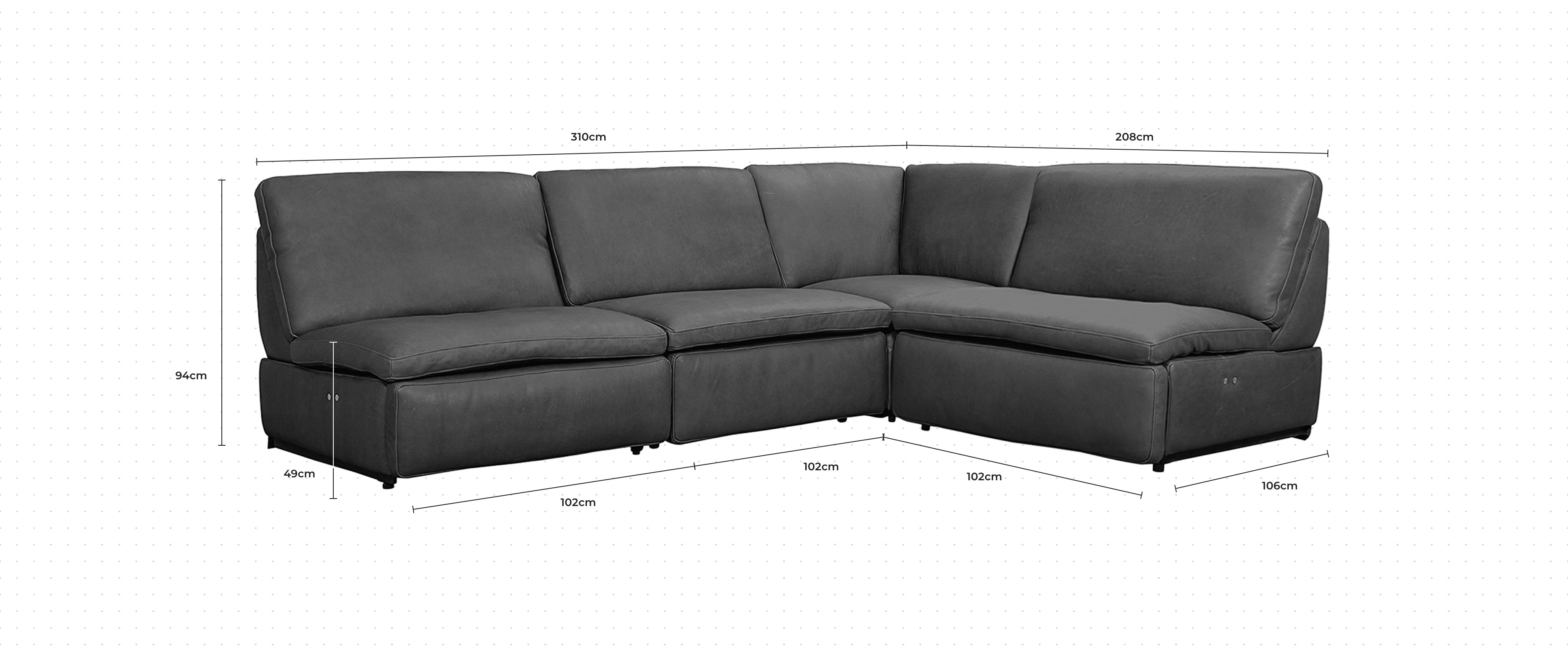 Spike Corner Sofa RHF dimensions