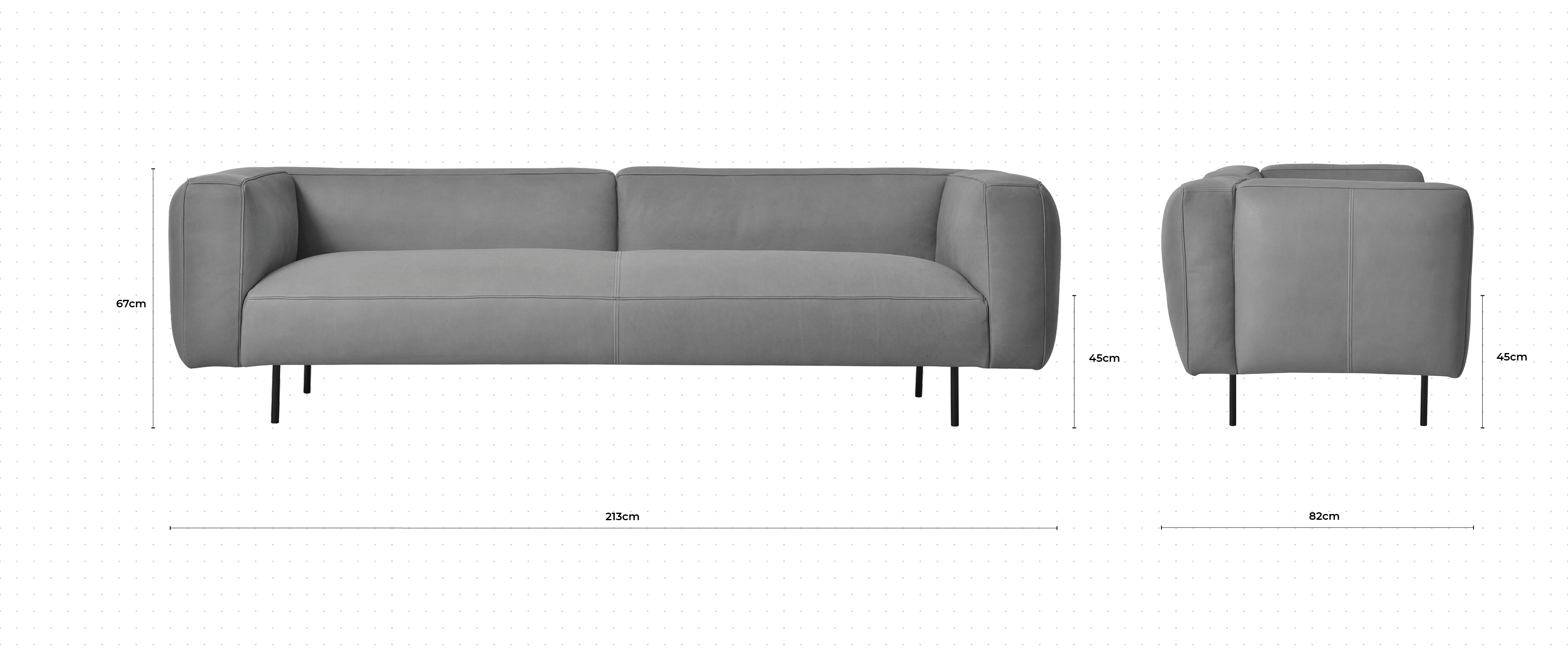 Glace 3 Seater Sofa dimensions
