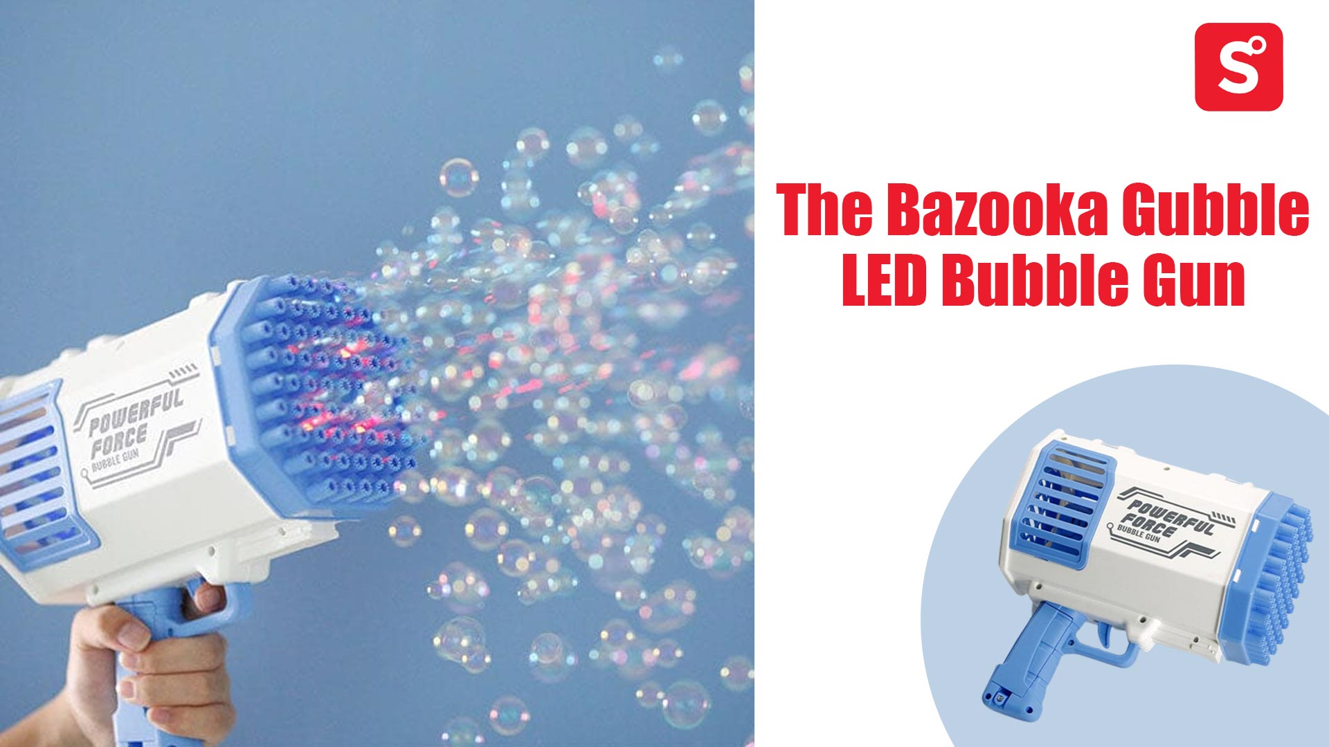 The Bazooka Gubble LED Bubble Gun  Includes 100mL Kid & Pet Safe