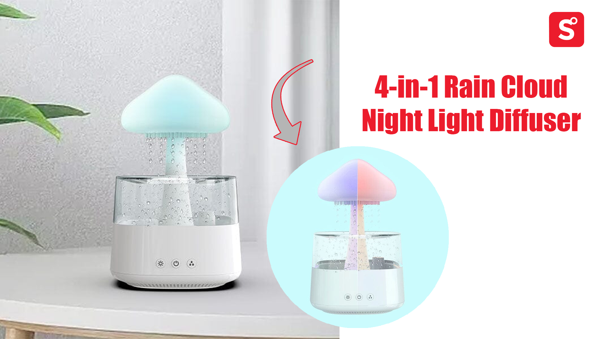 Esencia SereneMists (450mL) 4-in-1 Rain Cloud Night Light Diffuser •  Showcase