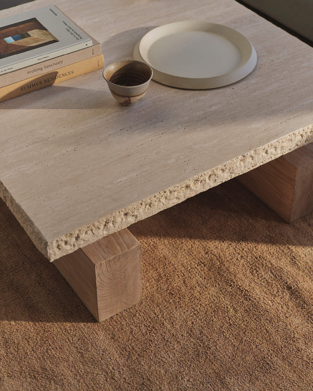 Travertine Rocco Square Coffee Table