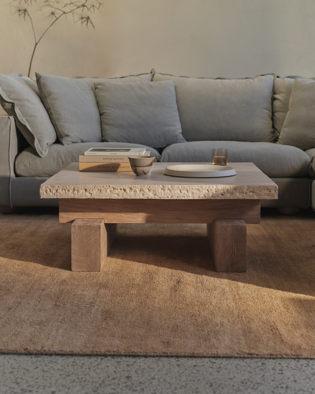 Travertine Rocco Square Coffee Table