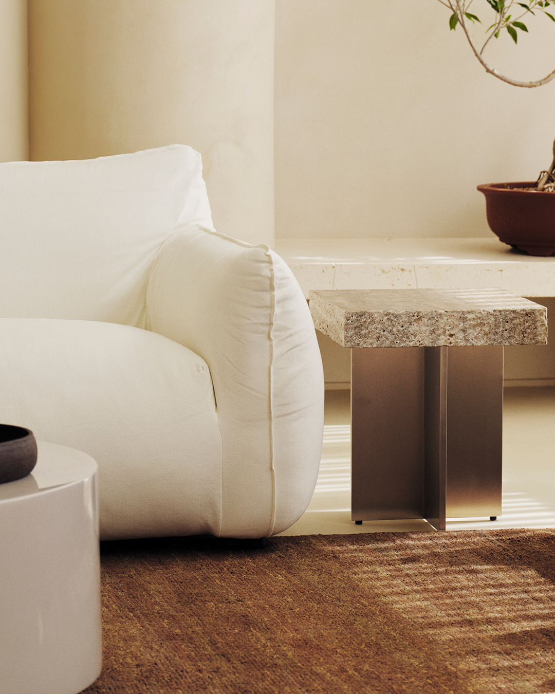 Zaha Travertine Side Table