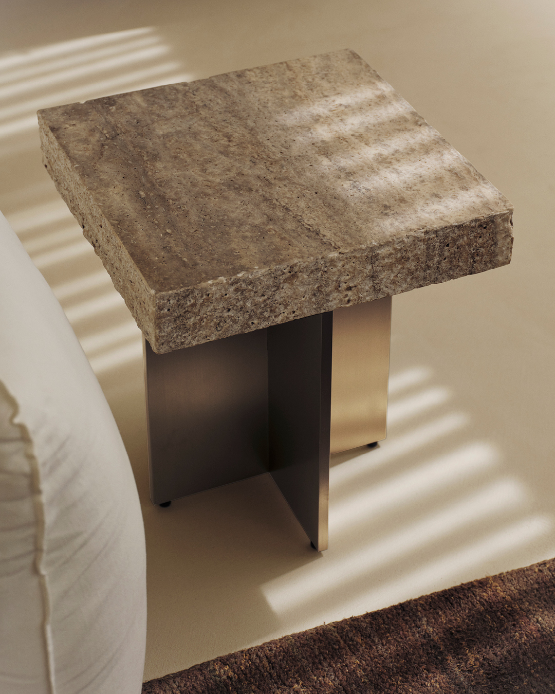 Zaha Travertine Side Table