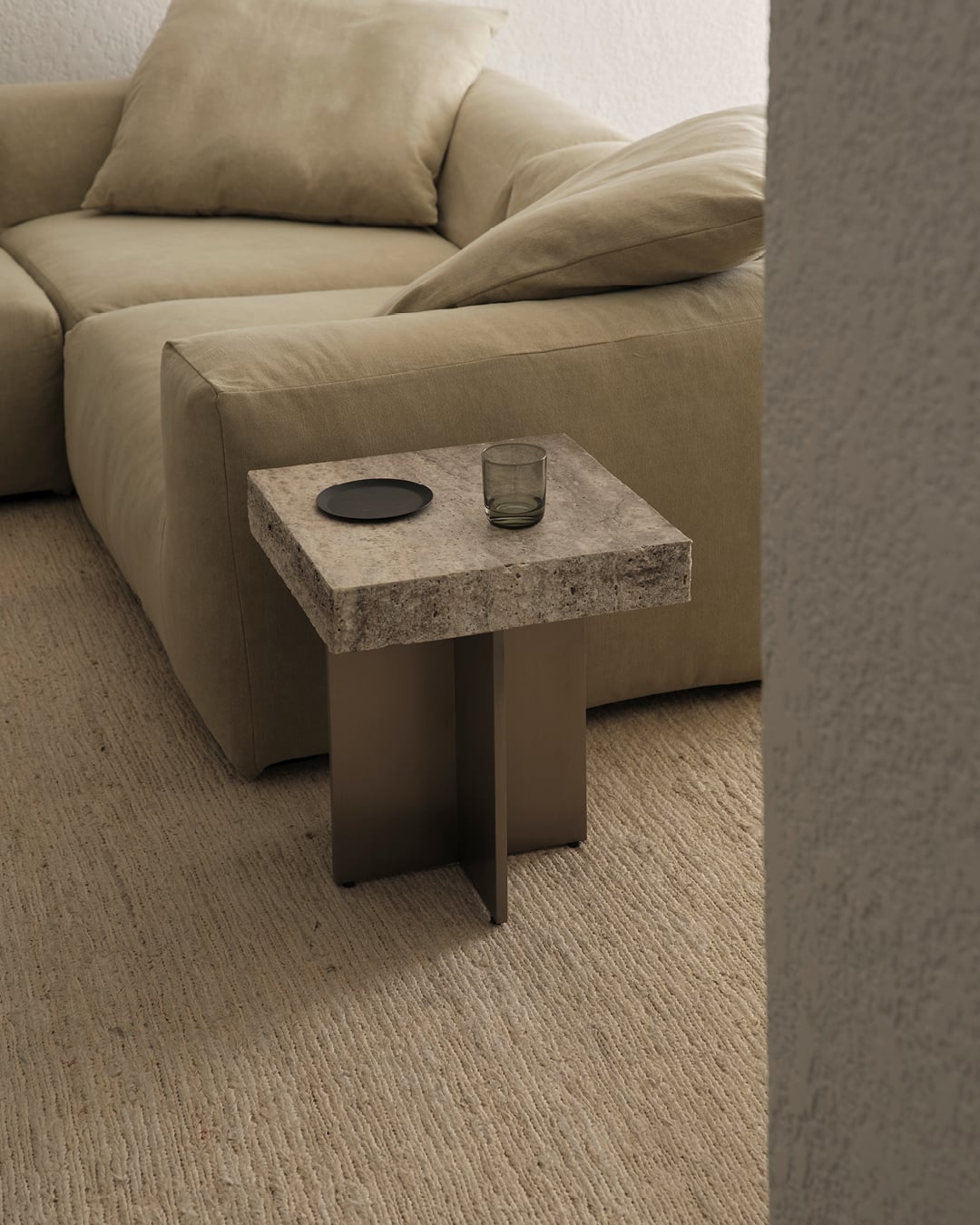 Zaha Travertine Side Table