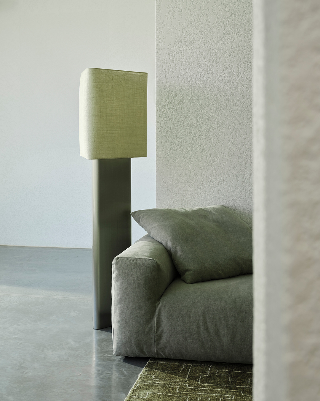 Raw Linen Shade Prism Floor Lamp