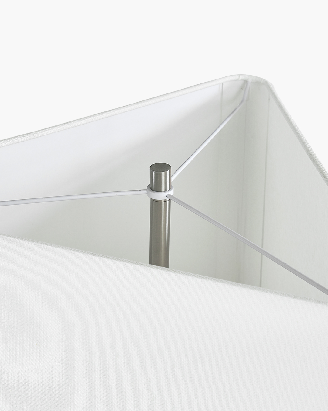 White Linen Shade Prism Floor Lamp