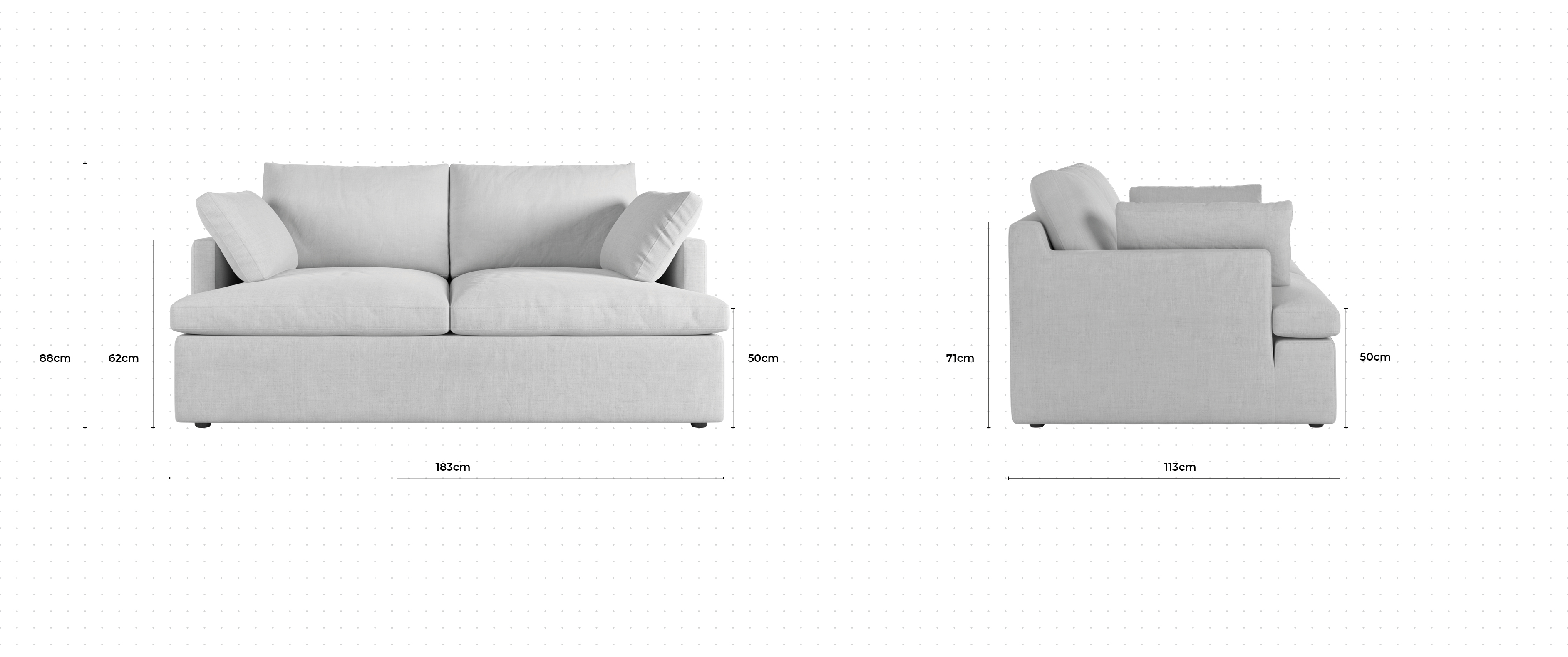 La Fiesta 2 seater sofa dimensions