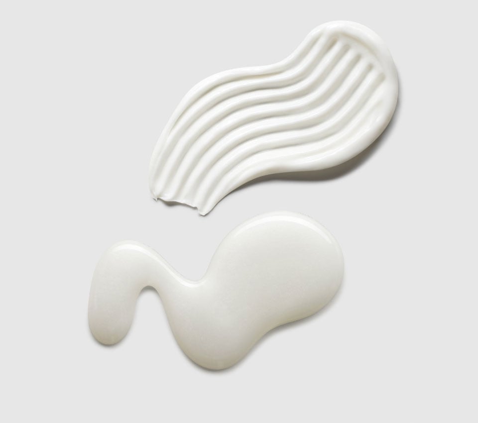 White cream texture with ridged and smooth swatches.