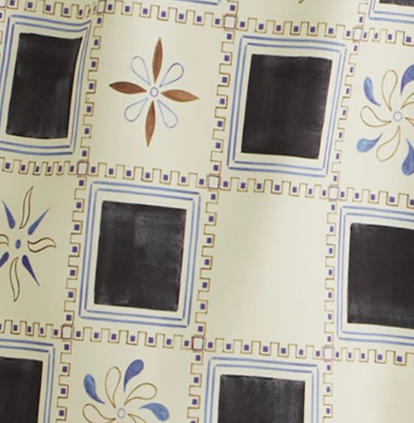 Printed Swim Short - Cream/Ink Tile Print