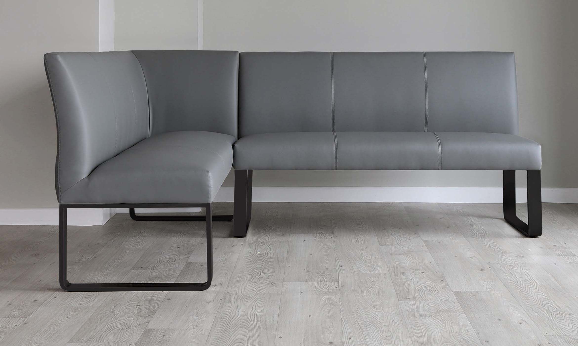 Loop 7 Seater Mid Grey Faux Leather Corner Bench | Danetti