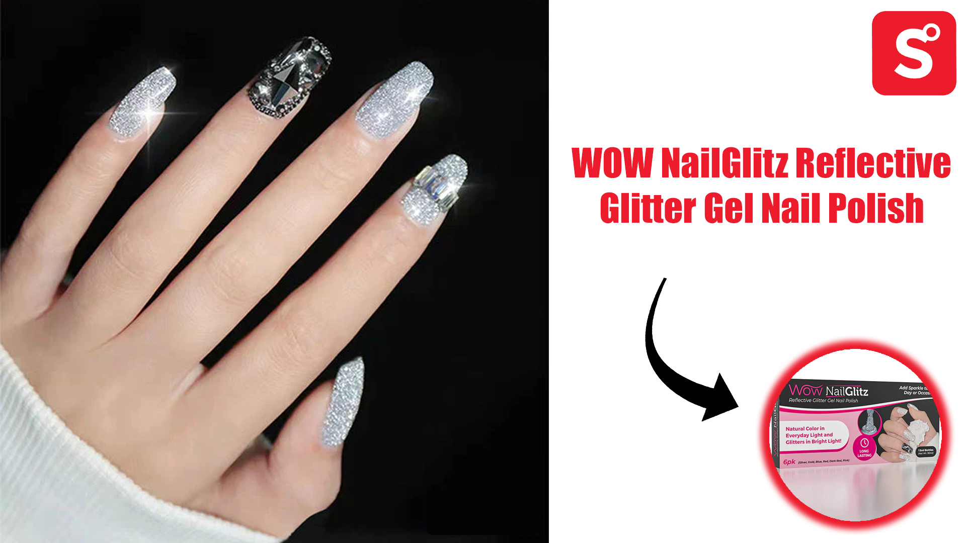 WOW NailGlitz Reflective Glitter Gel Nail Polish | Includes 6 Colors! •  Showcase