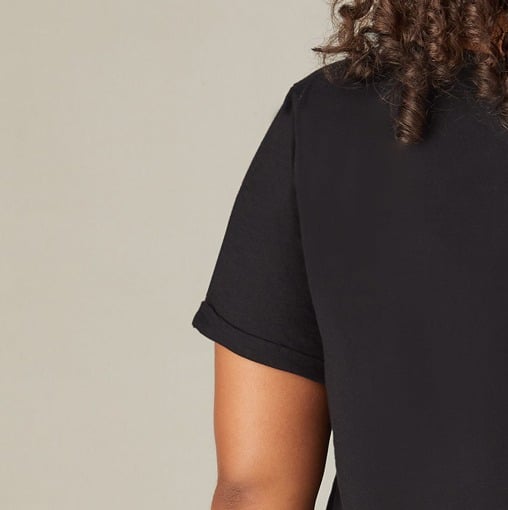 Black Cotton Slub V-Neck T-Shirt