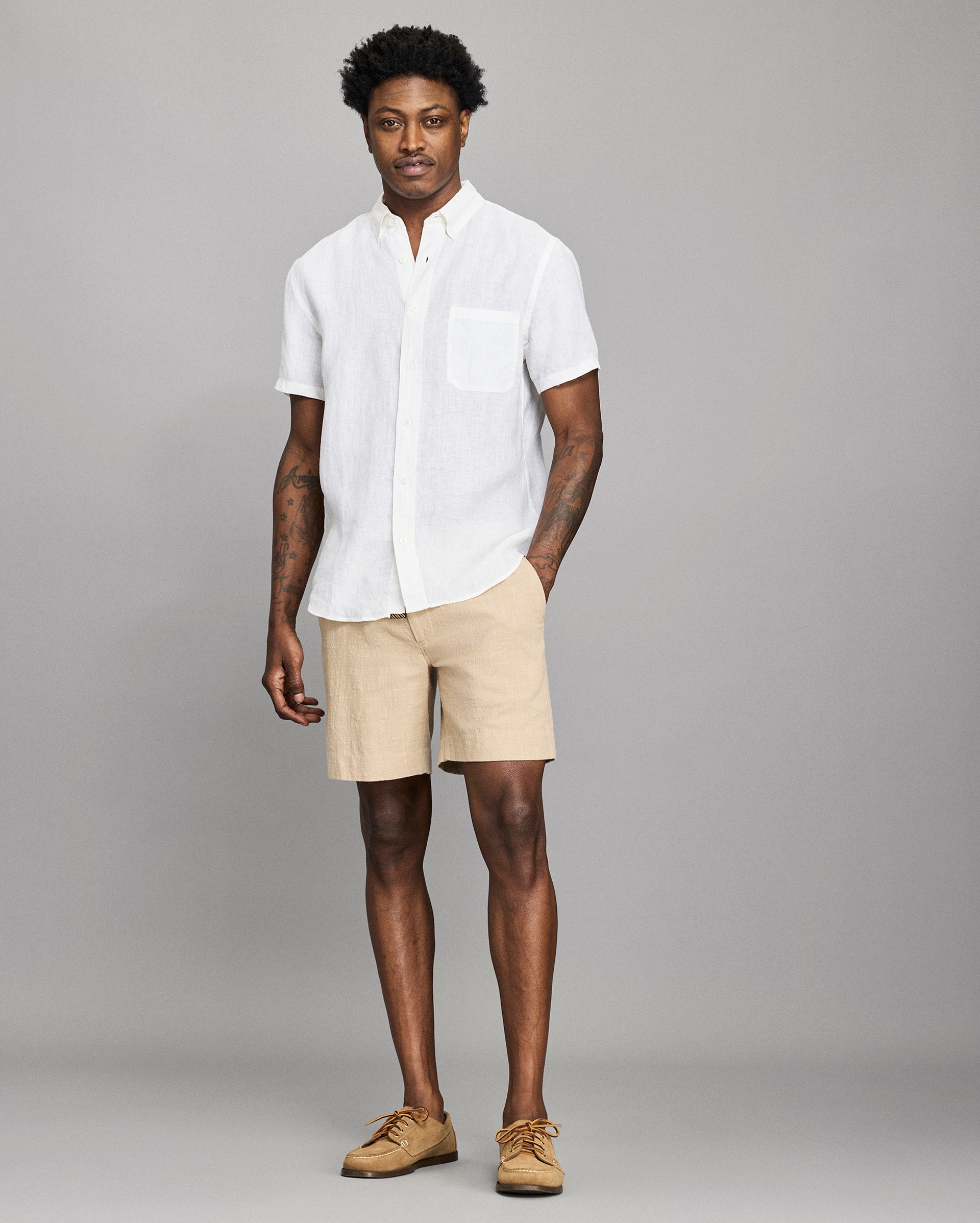 Model shows the fit of the shirt.