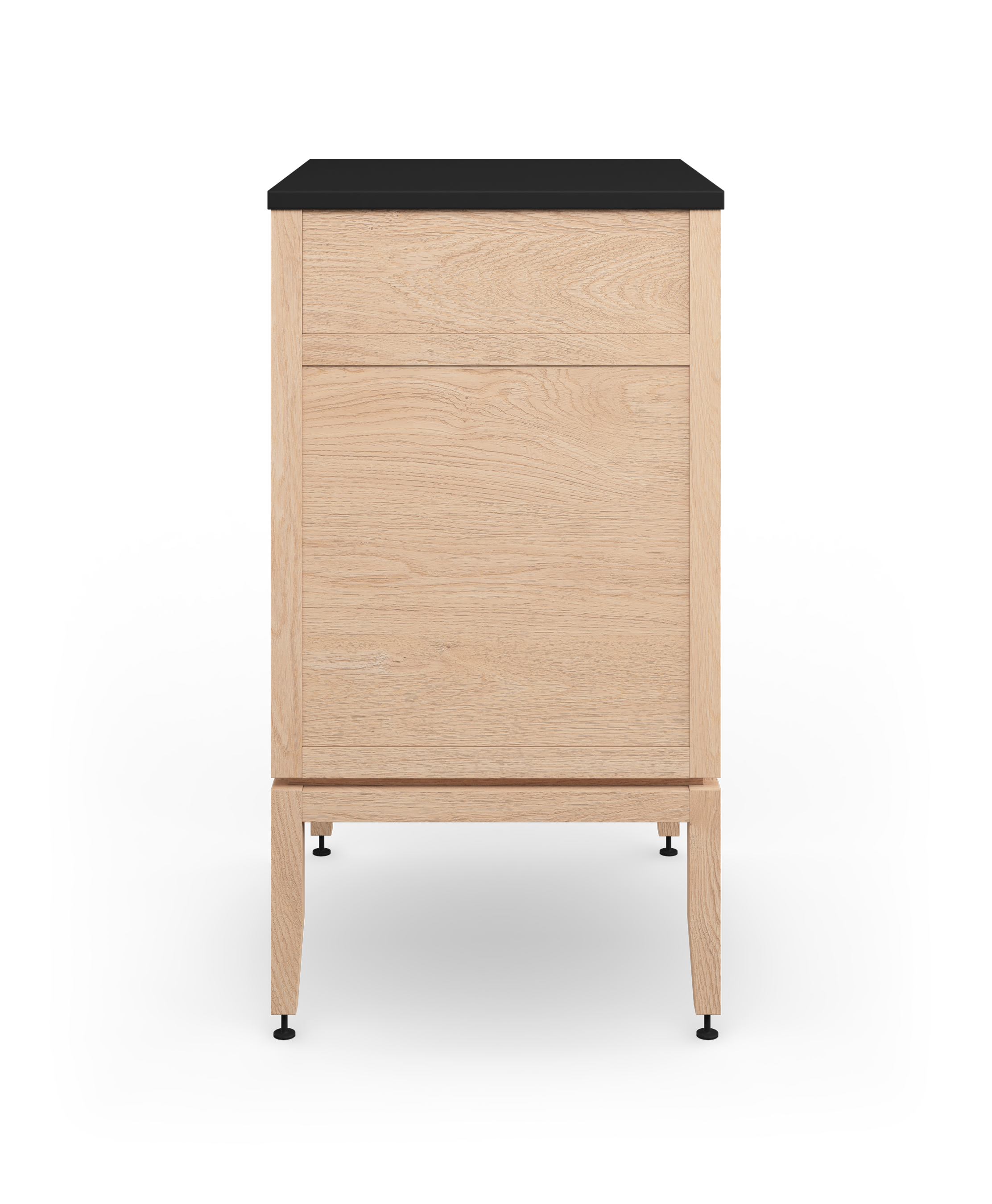 Coquo modular bathroom vanity with three drawers in natural oak. 