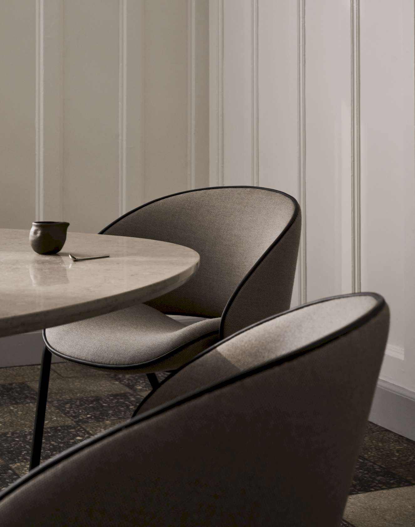 Folium Dining Chair with Leather Piping