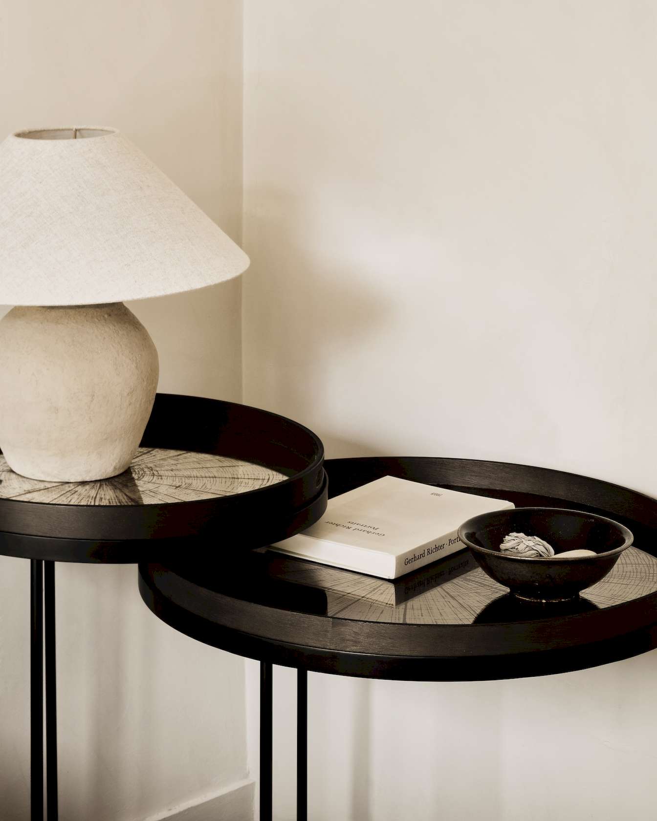 Ethnicraft Round Tray Side Table - Set of 2