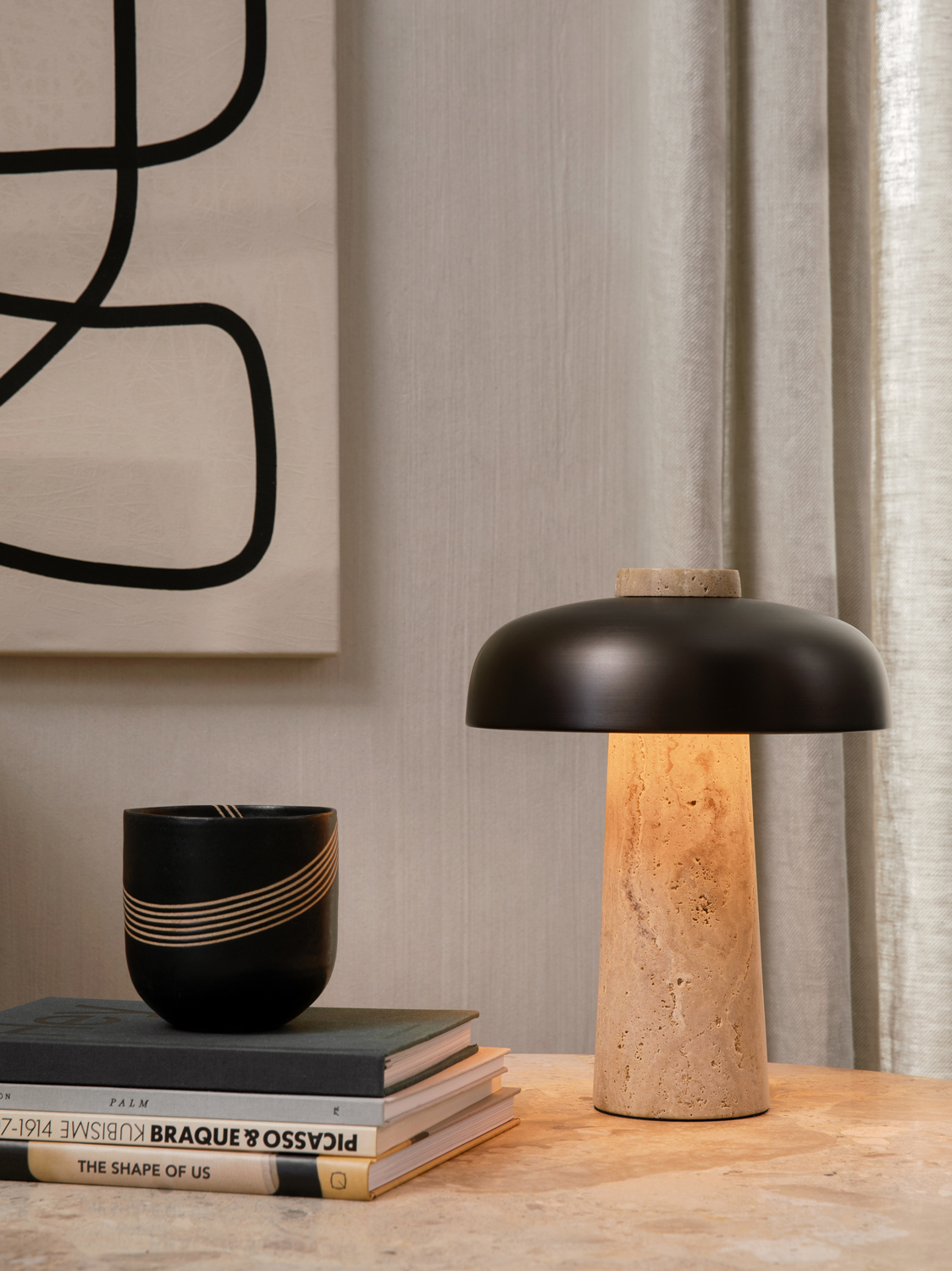 Reverse Travertine Table Lamp