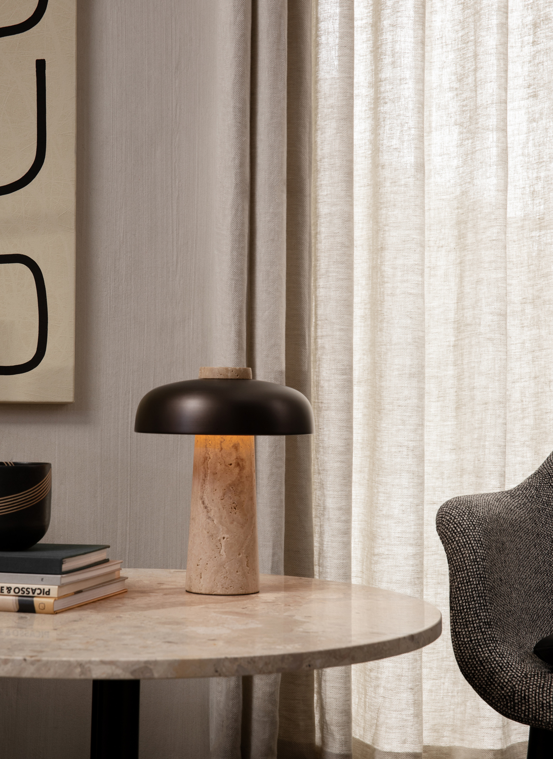 Reverse Travertine Table Lamp