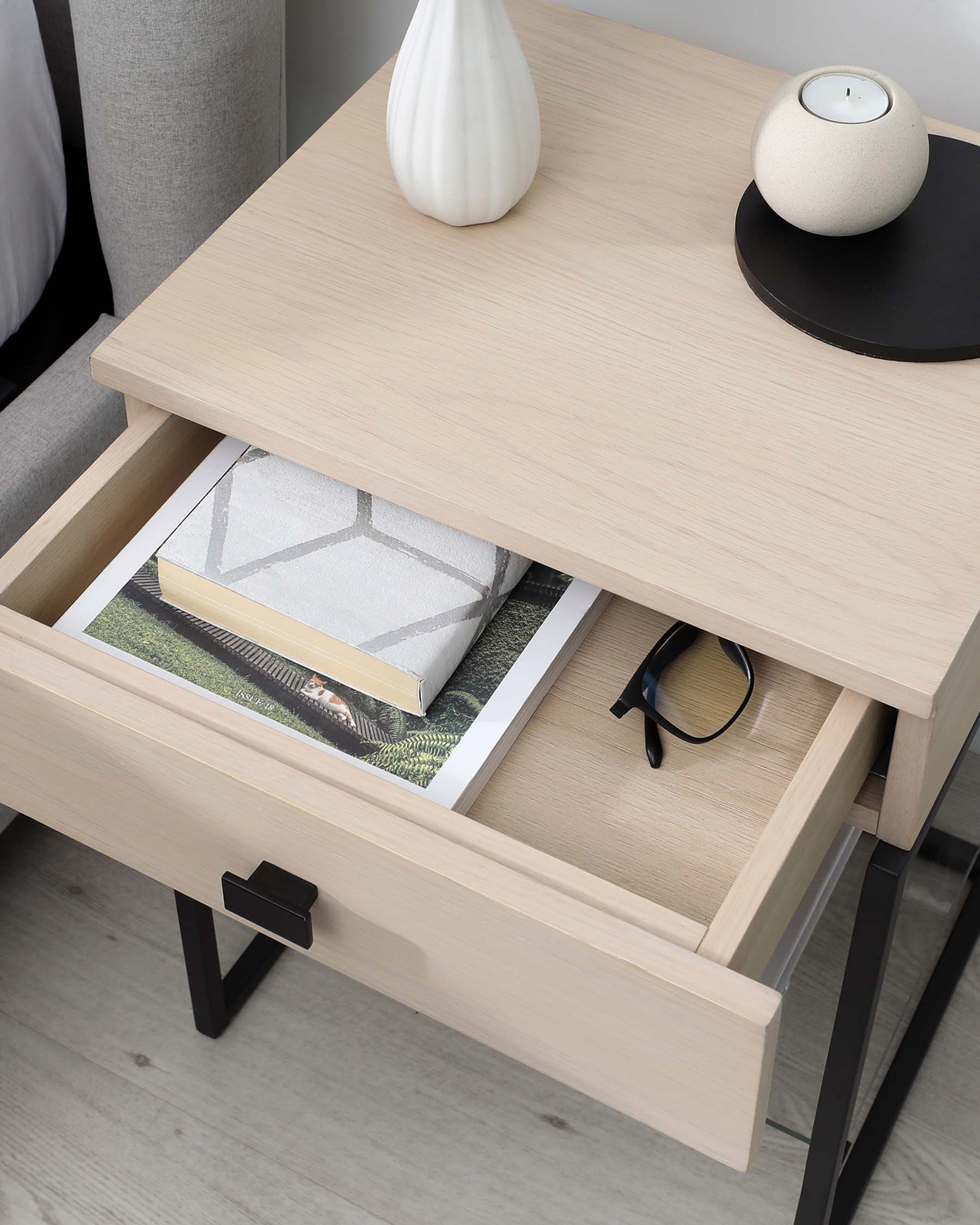 Odele Light Wood Bedside Table