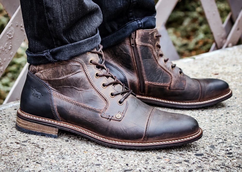 Wild Rhino Mens Cognac Boots Clifton Dark Brown Mens Lace Up Boots