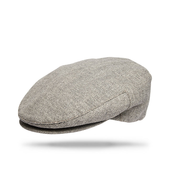 Wool|Silk|Linen Ivy Cap grey Herringbone