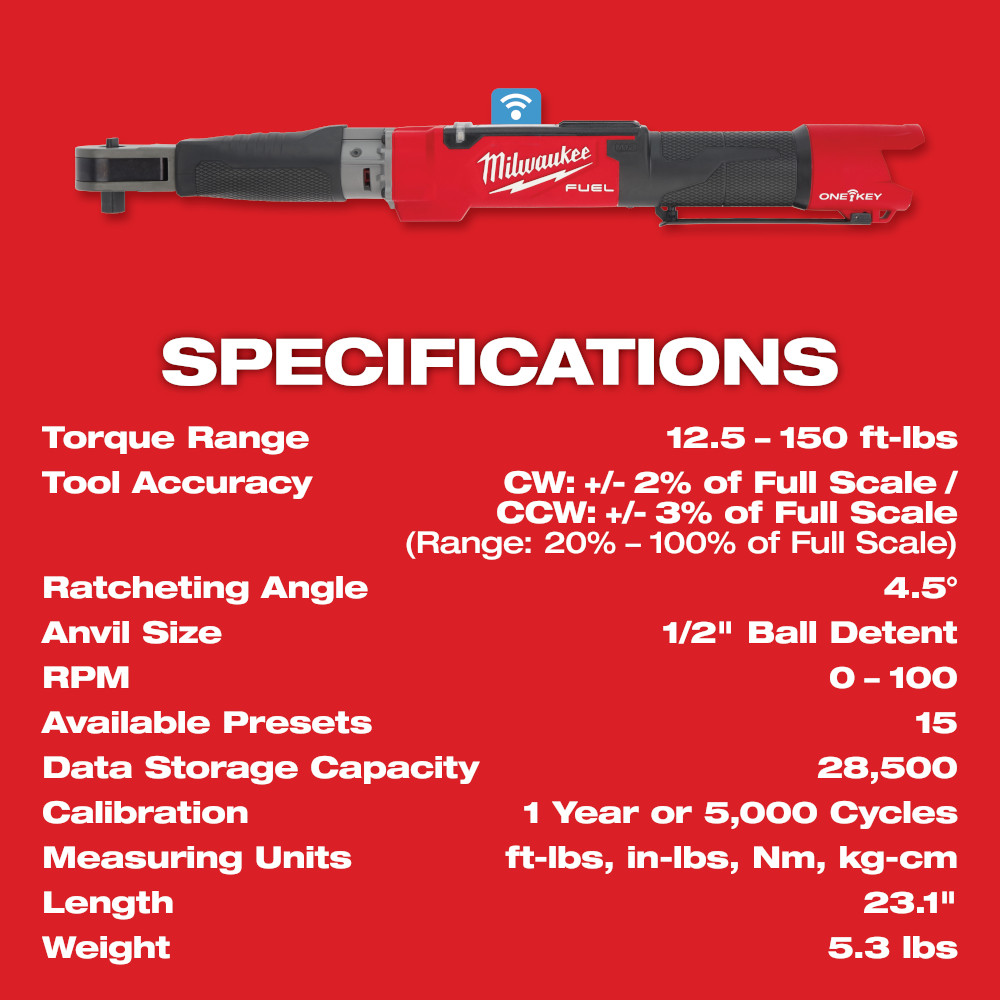 12V M12 FUEL ONE-KEY Lithium-Ion Cordless 1/2" Digital Torque Wrench (Tool Only)