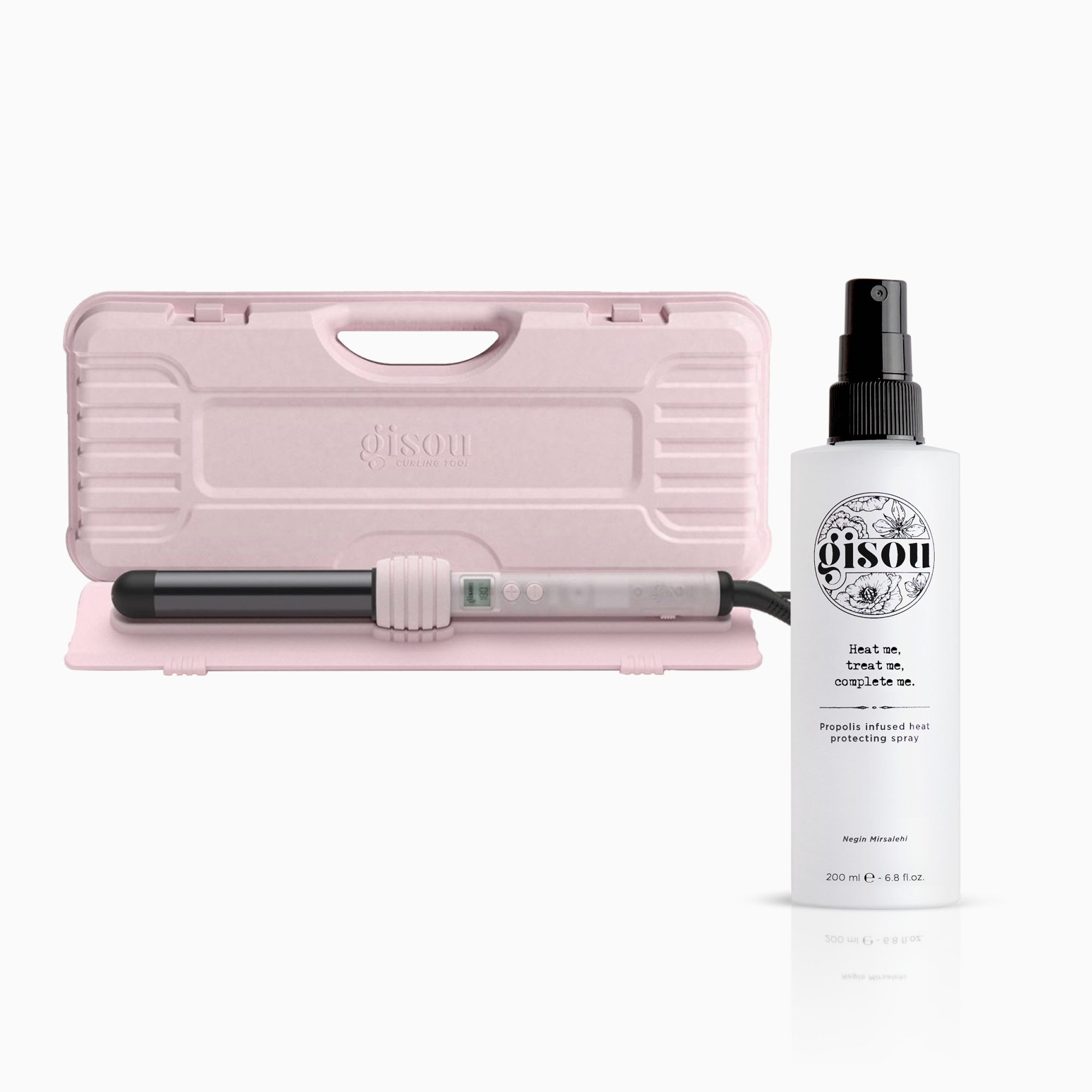 All day curl set with curling iron and propolis infused heat protecting spray