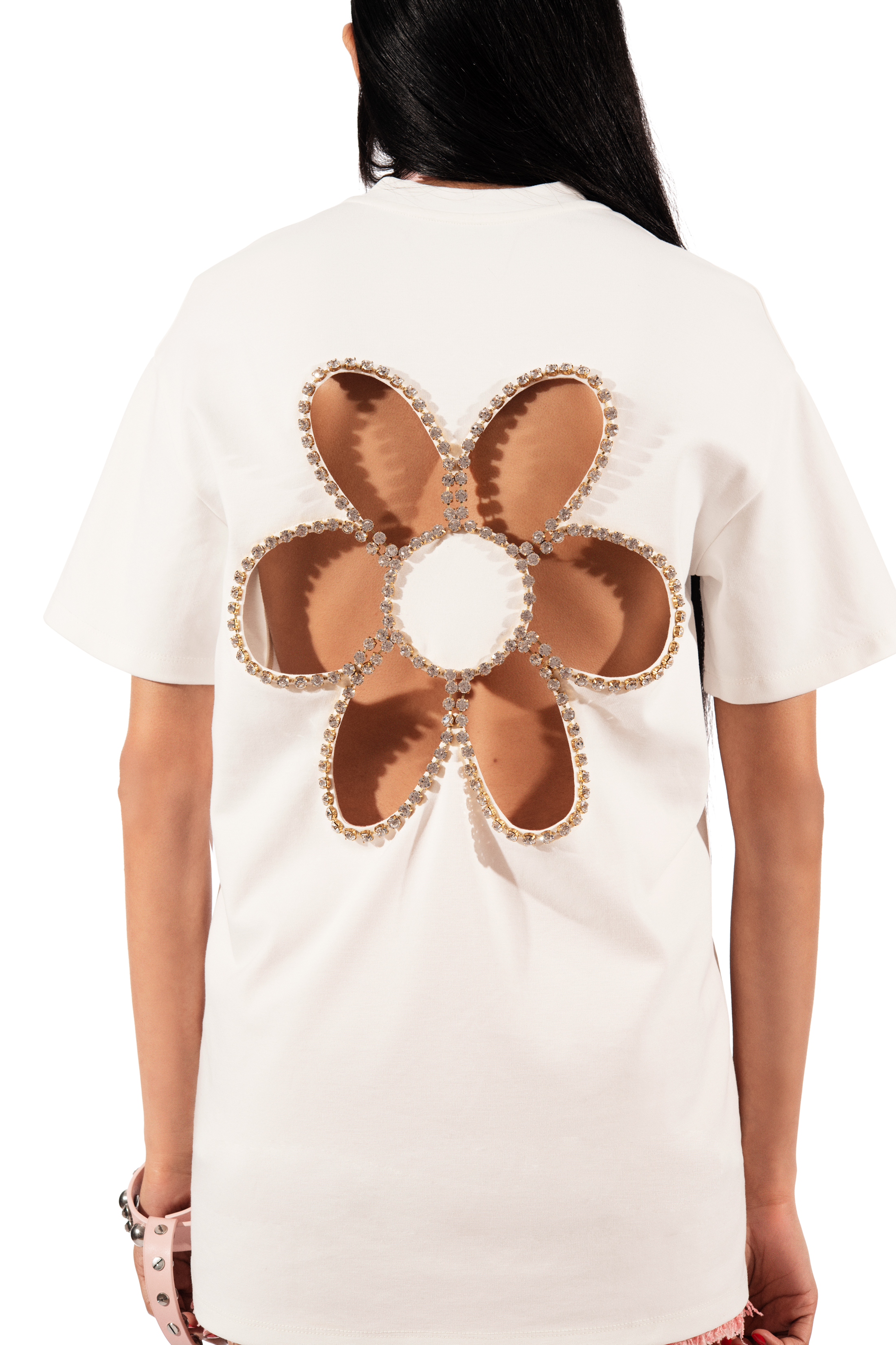 Crystal Daisy Cutout Relaxed T-Shirt