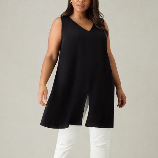 Front Split Tunic Black Split Front Tunic
