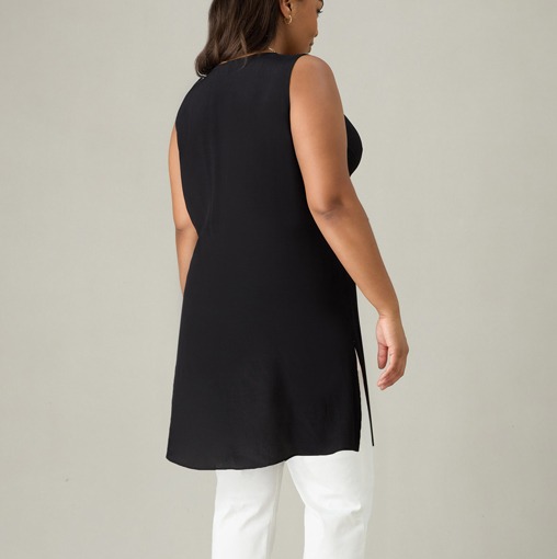 Front Split Tunic Black Split Front Tunic