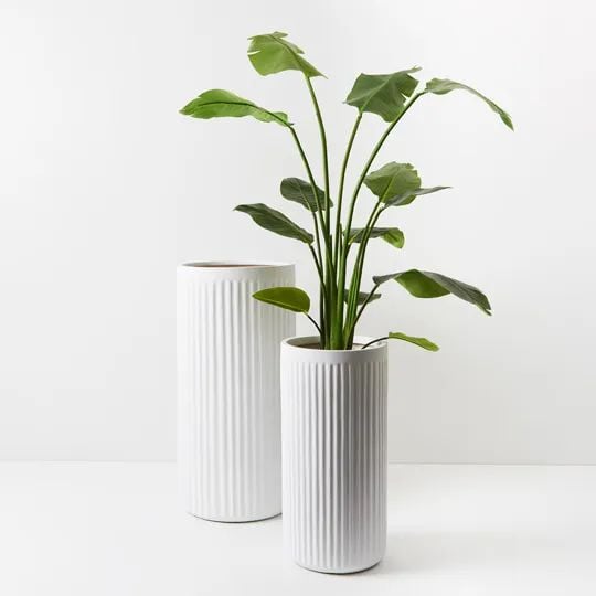 Pleat Cylinder Tall Pot - Set of 2