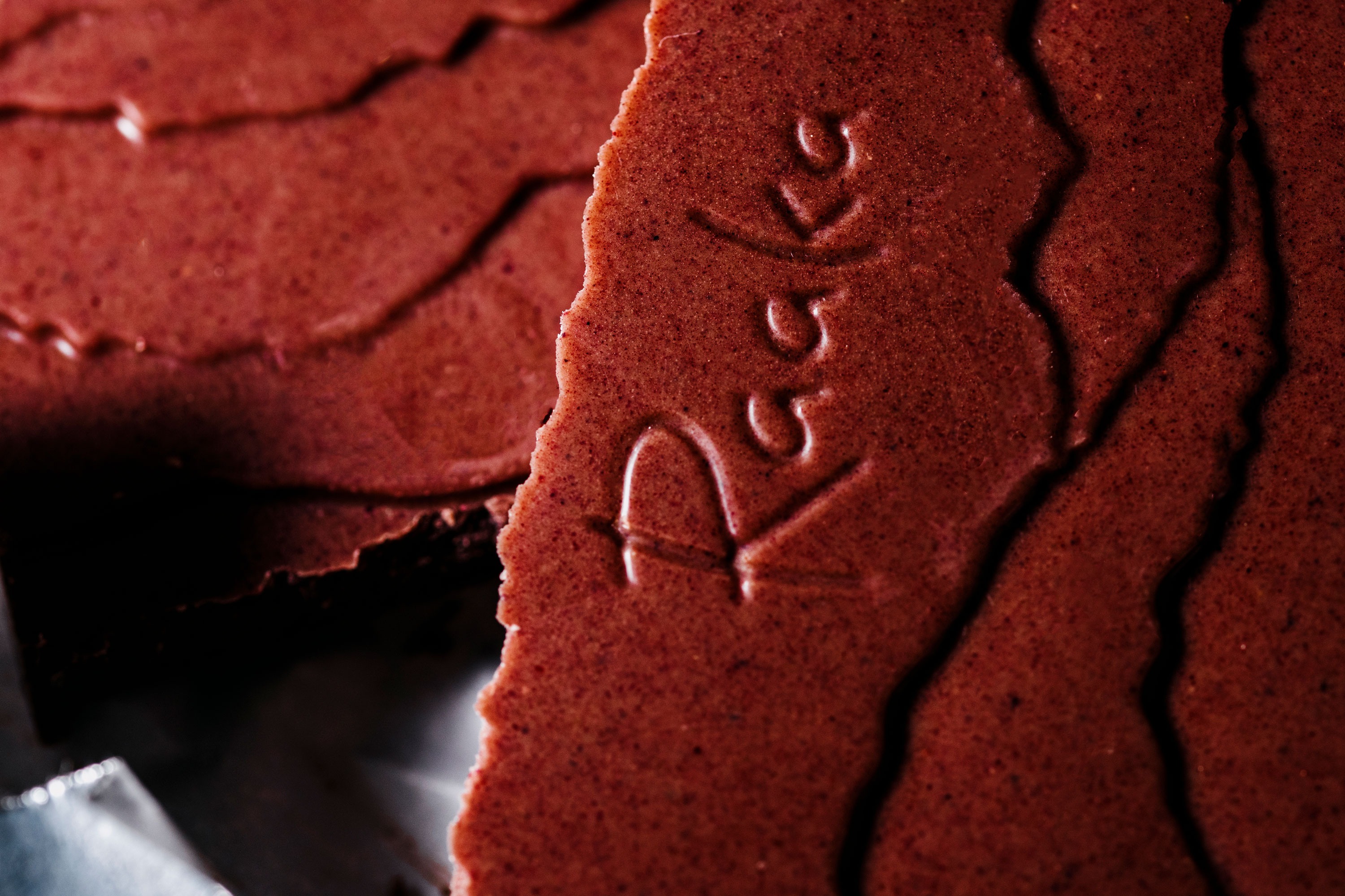 Close up of beet salad chocolate bar