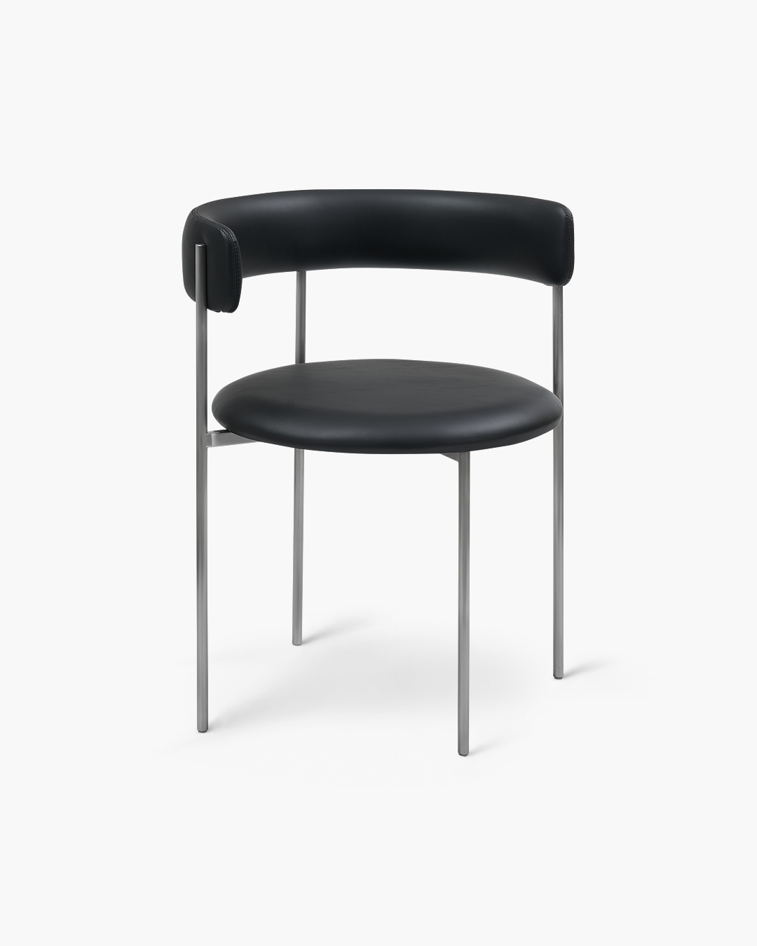 Midnight Black Bellino Dining Chair Stainless Steel Legs