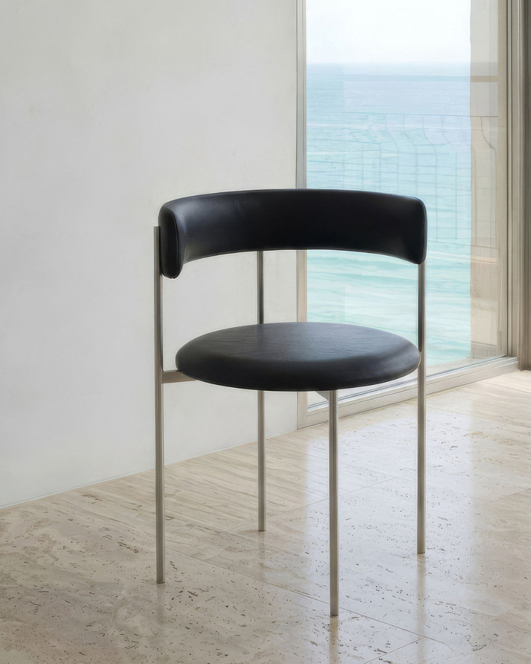 Midnight Black Bellino Dining Chair Stainless Steel Legs