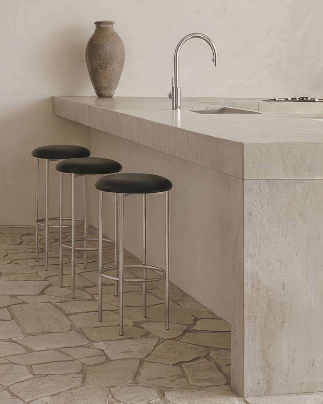 Bellino Counter Stool with Stainless Steel Frame