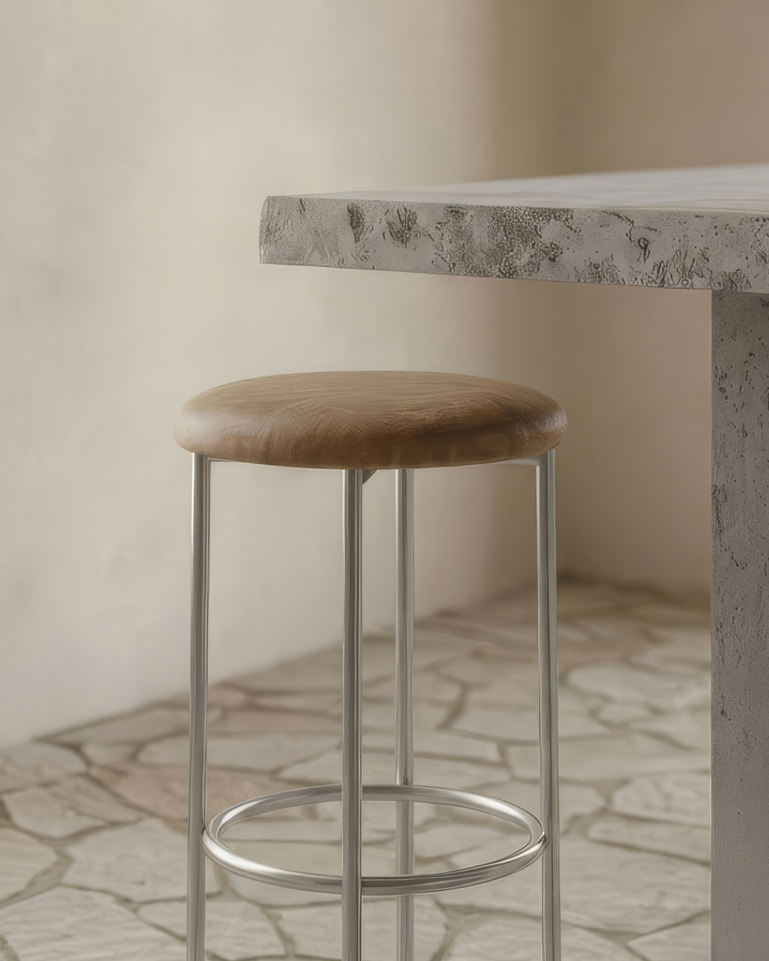 Bellino Counter Stool with Stainless Steel Frame