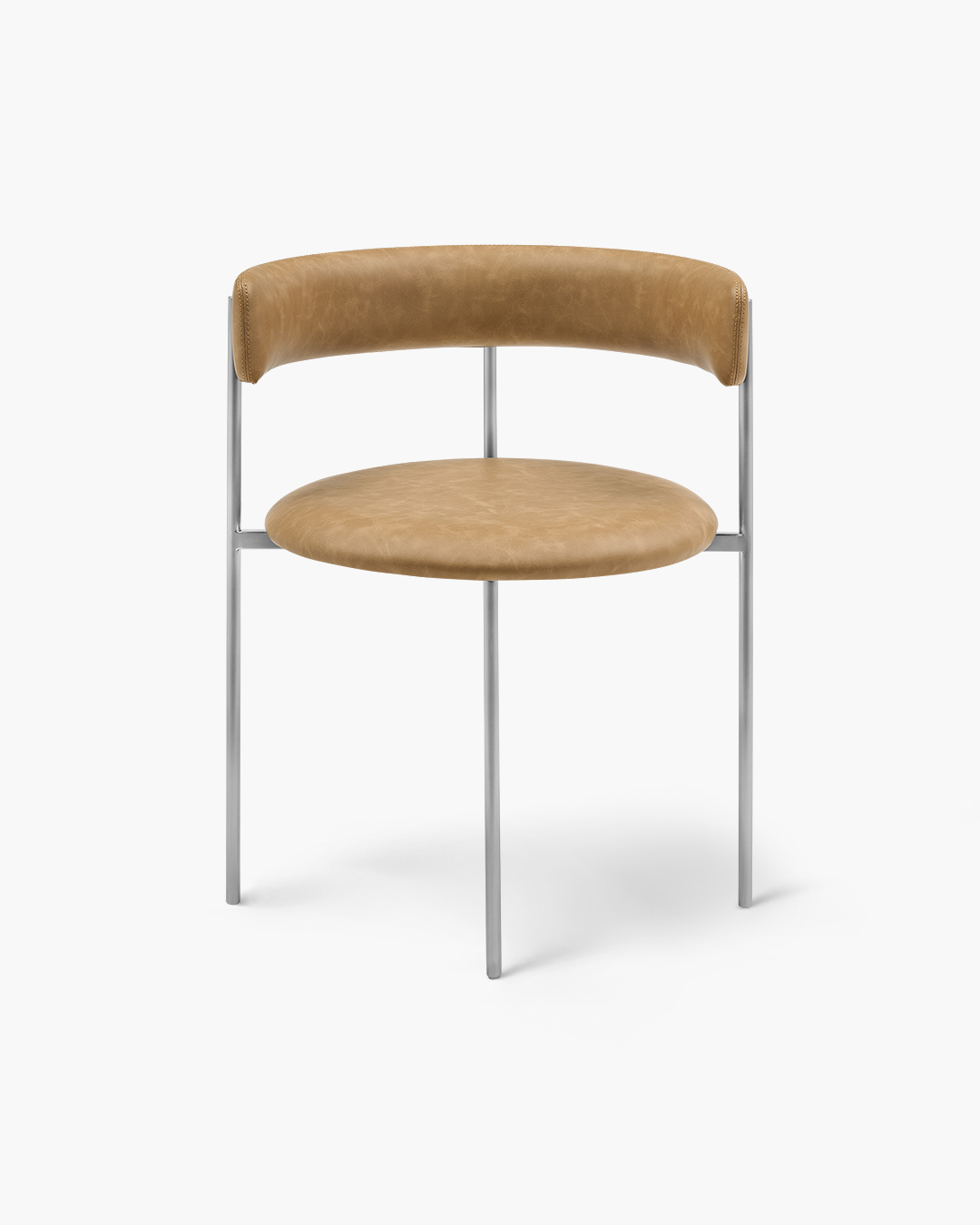 Tan Bellino Dining Chair Stainless Steel Legs