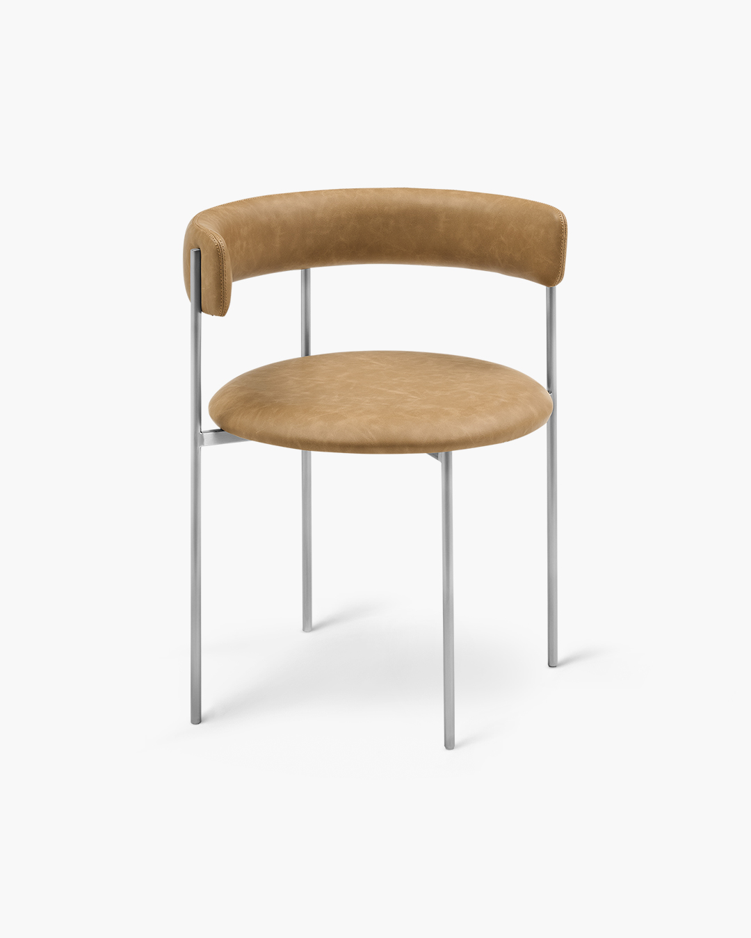Tan Bellino Dining Chair Stainless Steel Legs