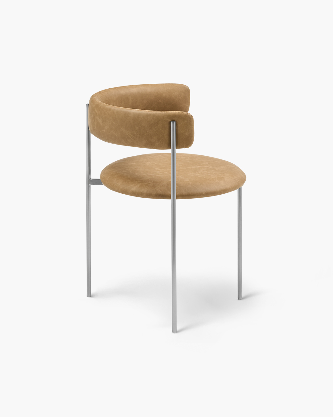 Tan Bellino Dining Chair Stainless Steel Legs
