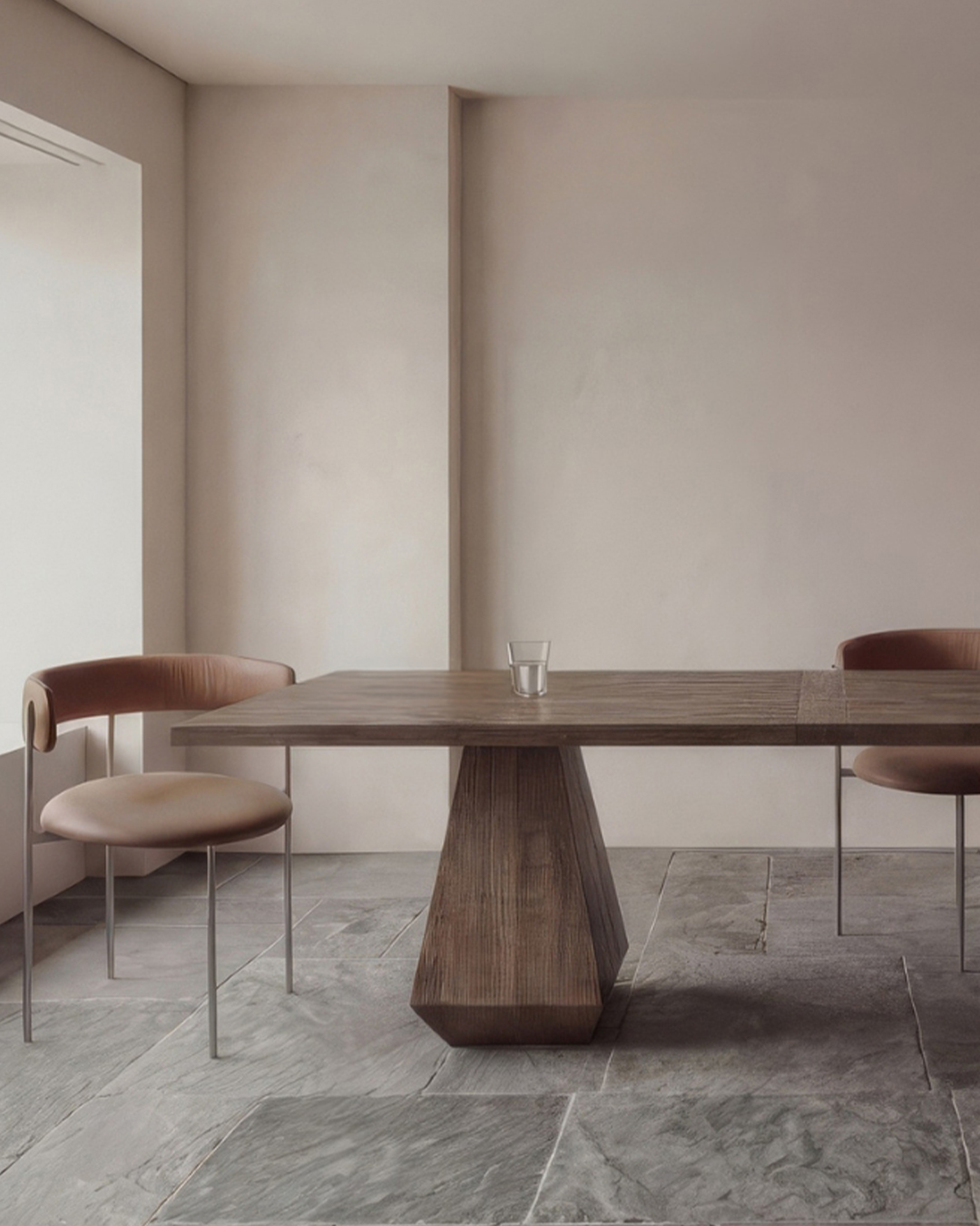 Tan Bellino Dining Chair Stainless Steel Legs
