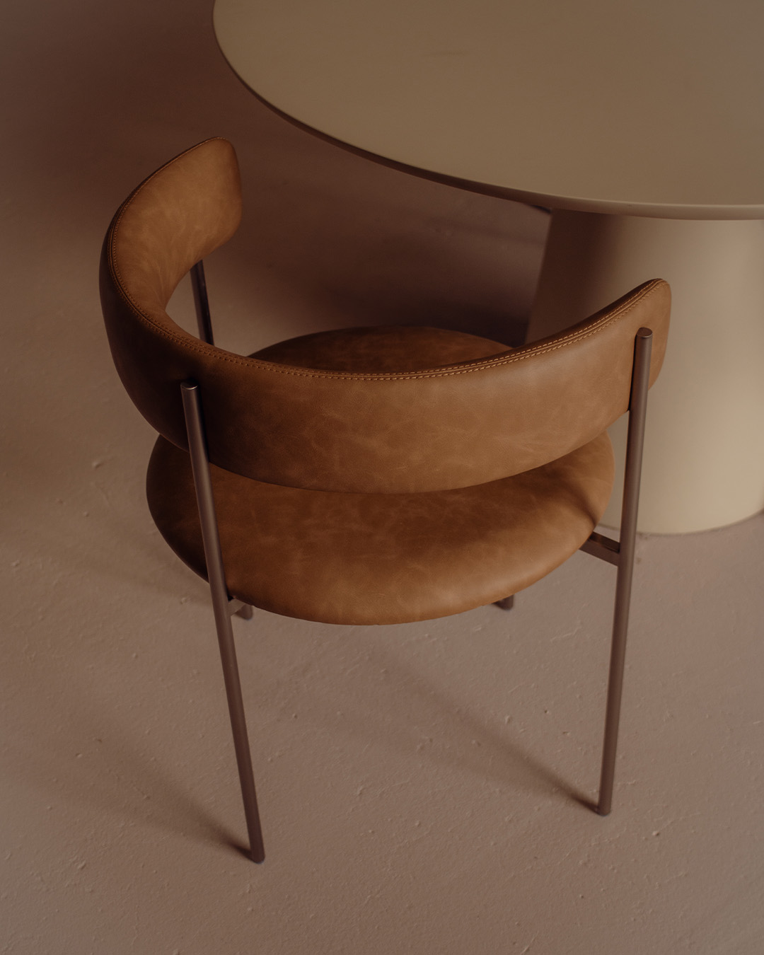 Tan Bellino Dining Chair Stainless Steel Legs