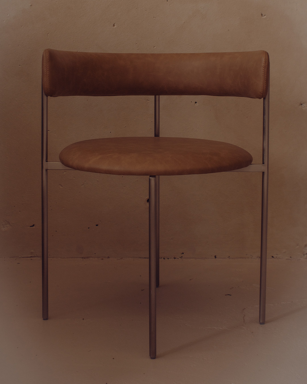 Tan Bellino Dining Chair Stainless Steel Legs
