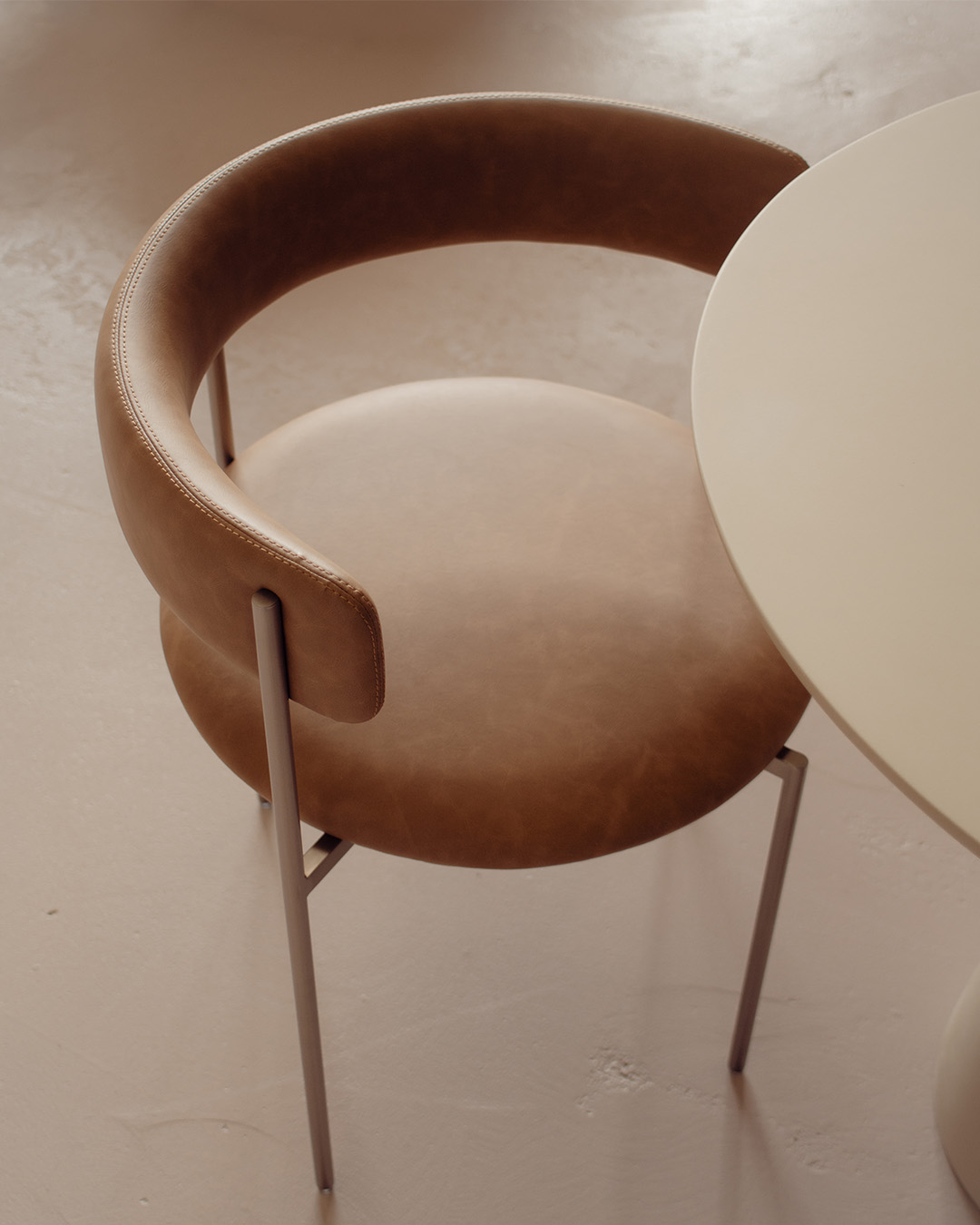 Tan Bellino Dining Chair Stainless Steel Legs