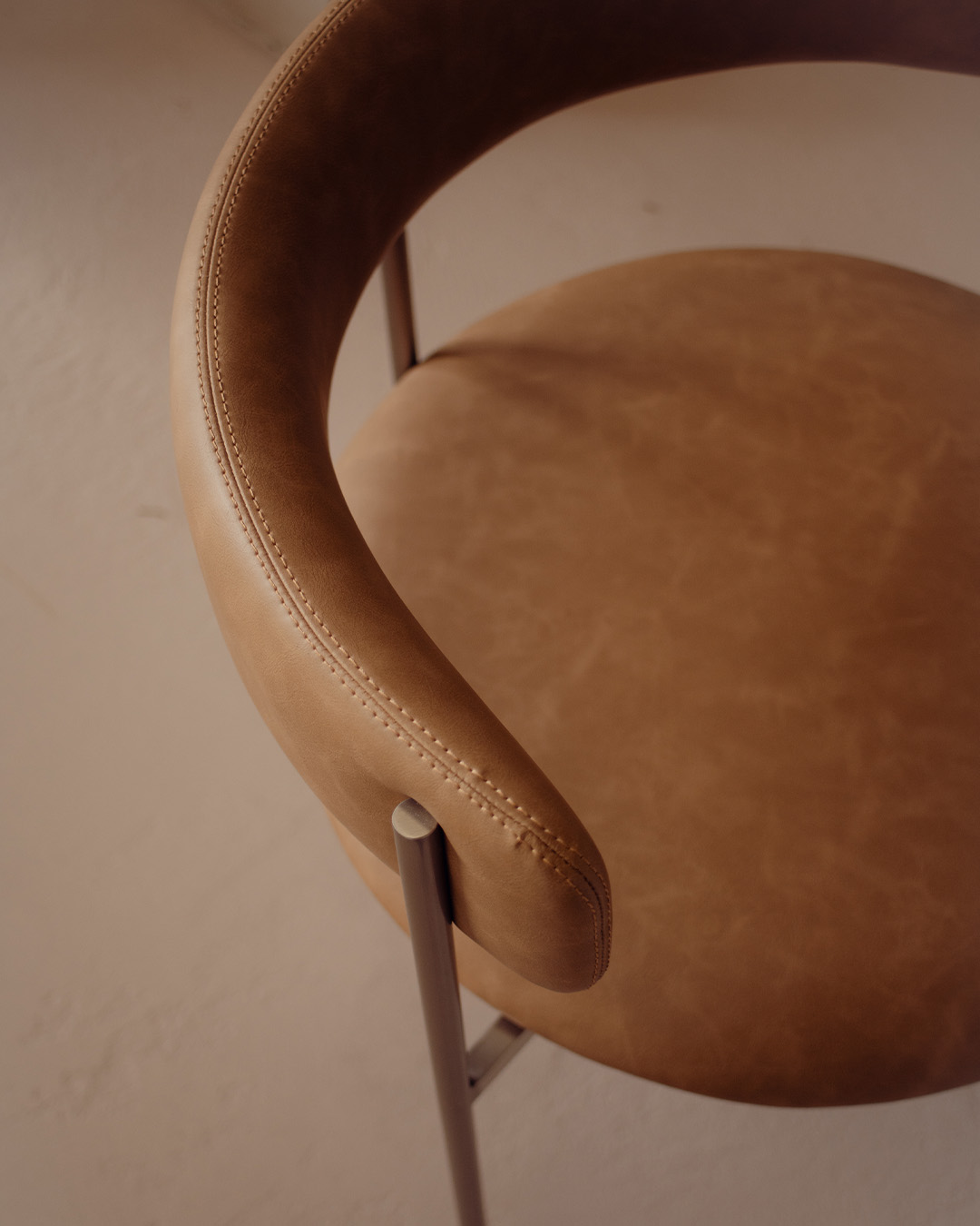 Tan Bellino Dining Chair Stainless Steel Legs