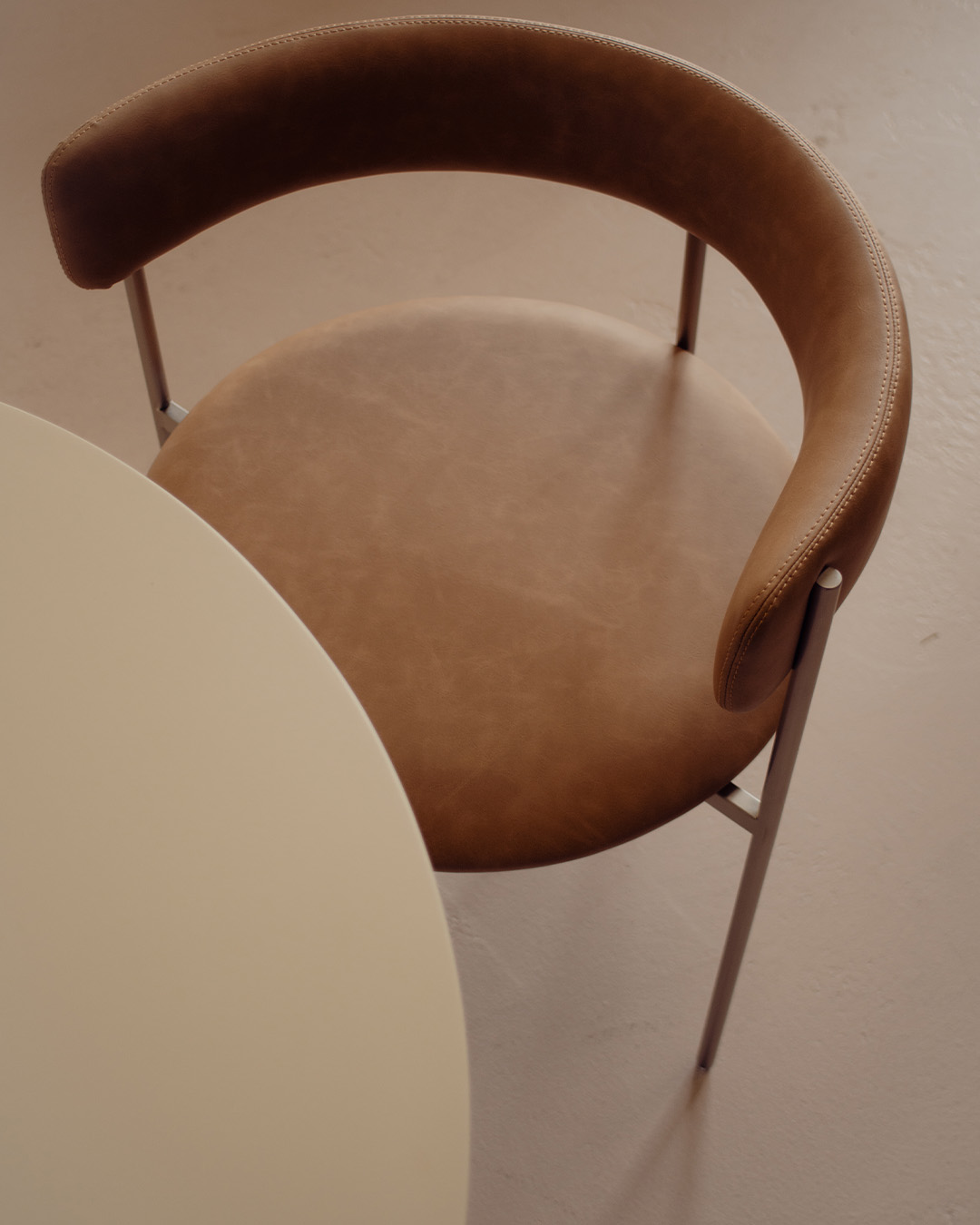 Tan Bellino Dining Chair Stainless Steel Legs