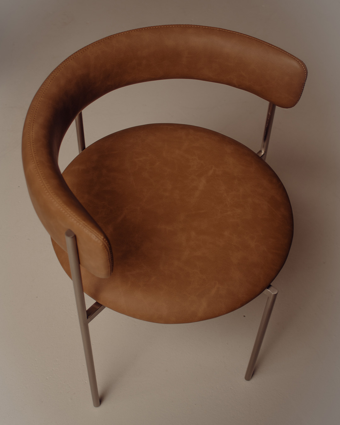 Tan Bellino Dining Chair Stainless Steel Legs